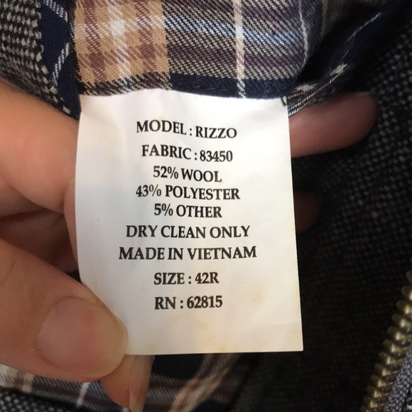 Flynt Men’s Rizzo 42R Wool Blend Gray Multi-Pocket Zip-Up 3-Button Blazer Jacket - Picture 14 of 14